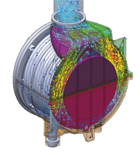 Water-flow distribution inside the exchanger
